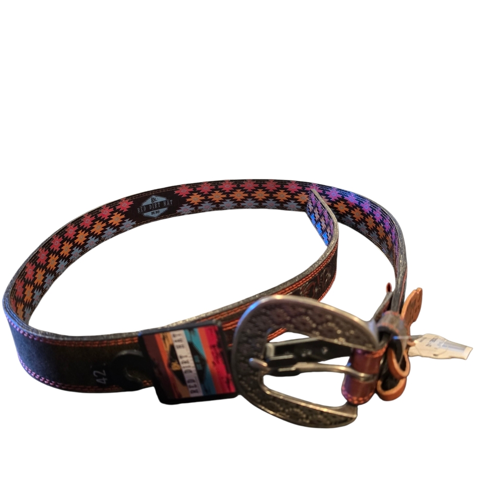 NWT Red Dirt Brown Turquoise Women's Western Cowgirl Belt Sz 42 Snap Buckle - Picture 3 of 10